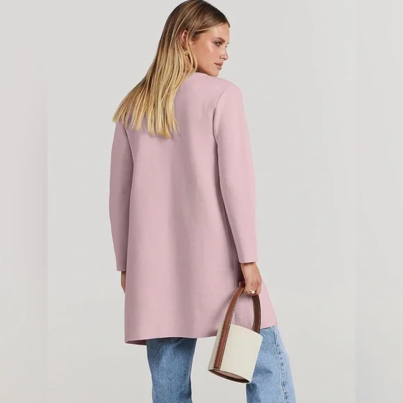 ANRABESS Open Front Knit Lightweight Cardigan - pink - medium - Picture 3 of 7